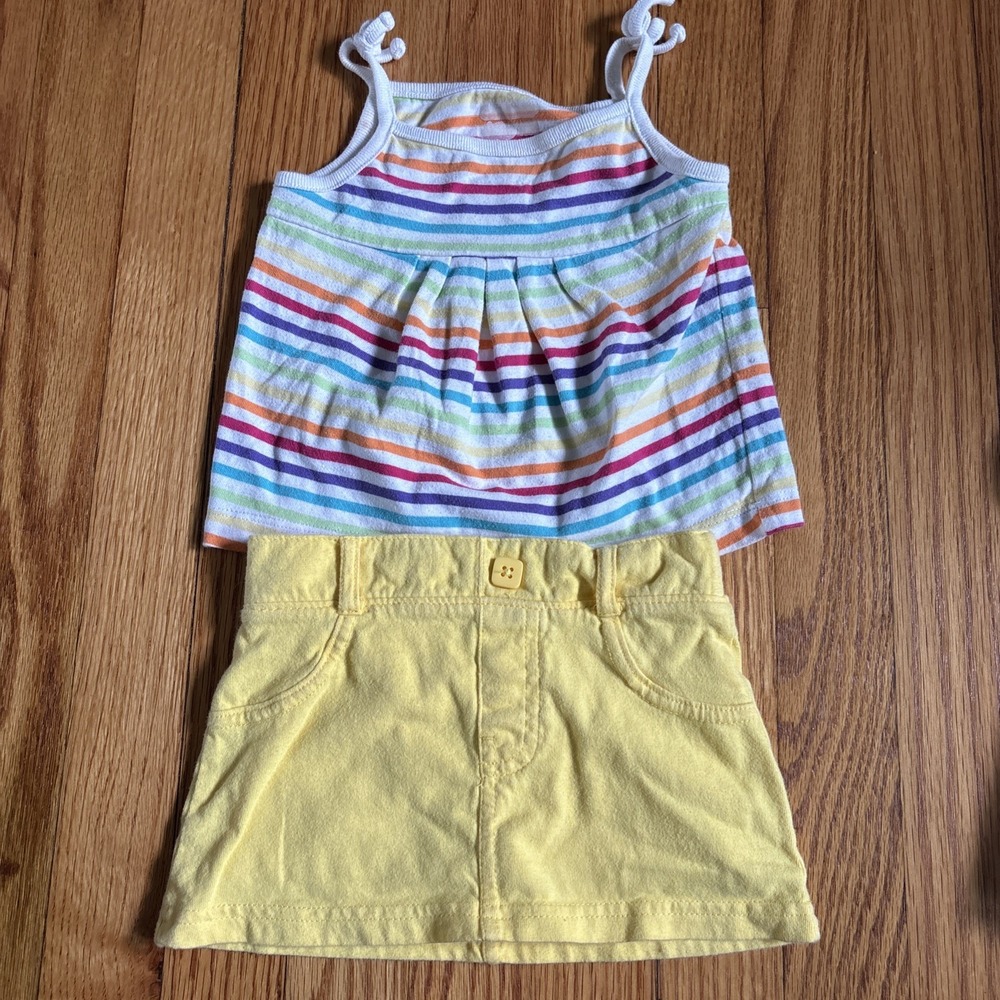 Vintage Garanimals Girls 2 Pc Striped Tank Shirt‎ & Skort Set Size 18M